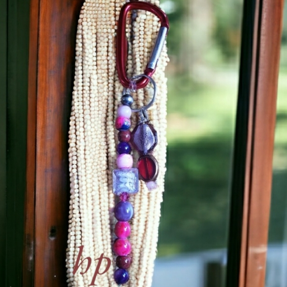 Pink & Purple Hand Crafted Keychain - Picture 9 of 9